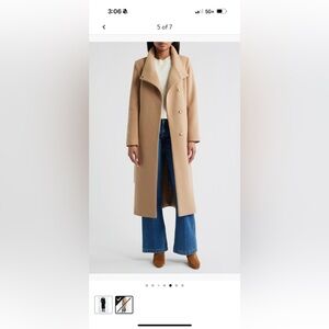 Sam Edelman Stand Collar Wrap Coat Camel